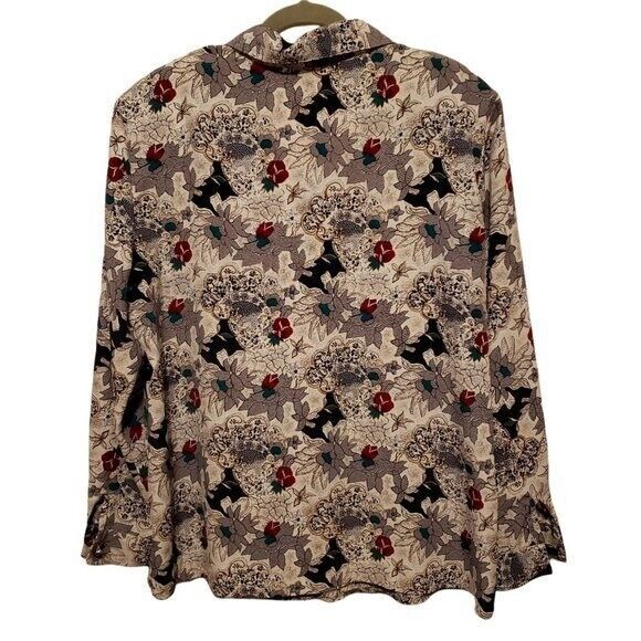 Classic Collection Womens Sz L? Multicolor  Floral Long Sleeve Button Down Blous - Picture 4 of 9